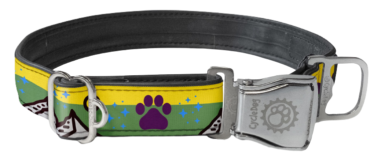 Cascadian Paws Dog Collar – Top-Rated Colorful Dog Collar for Adventure Dogs | Stylish, Durable, Adjustable, Comfortable, and Safe Design with Paw Print Motif