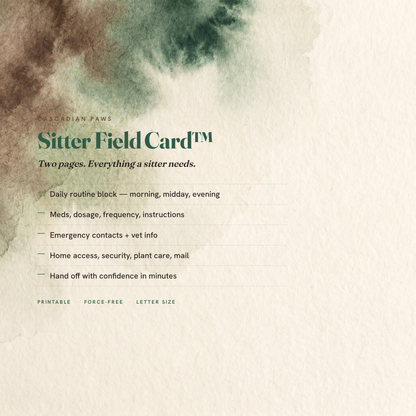 (2-dog) Dog Sitter Field Card