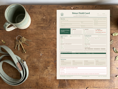 (2-dog) Dog Sitter Field Card