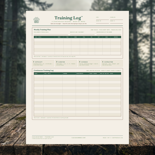 Dog Training Log Field Card